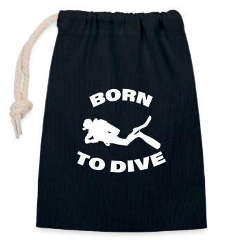 BORN TO DIVE - Verschließbarer Geschenkbeutel aus Baumwolle (14x20cm) - Navy - Vorne