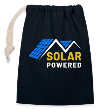 Solar Powered, Photovoltaic, Solar Energy, Sun - Closable cotton gift bag (14x20cm) - navy - Front