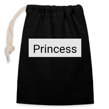 Princesse - Sac cadeau en coton avec cordon (14 x 20 cm) - noir - Devant