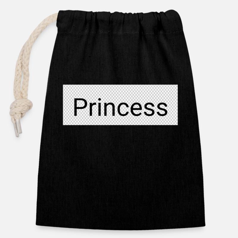 Princesse - Sac cadeau en coton avec cordon (14 x 20 cm) - noir