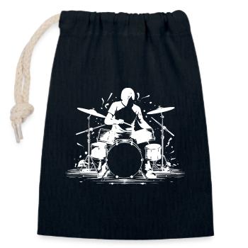 Drummer Graphics - Closable cotton gift bag (14x20cm) - navy - Front
