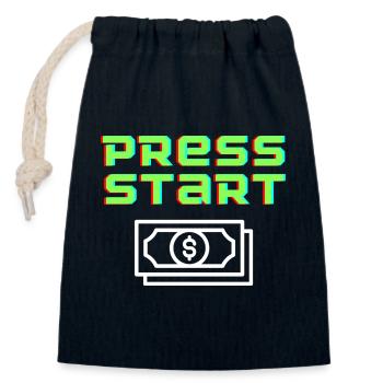 Press Start Retro Arcade Bill - Closable cotton gift bag (14x20cm) - navy - Front