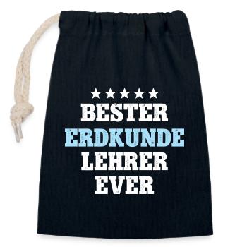 Bester Erdkunde Lehrer Geologe Geographie Dozent - Verschließbarer Geschenkbeutel aus Baumwolle (14x20cm) - Navy - Vorne