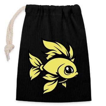 goldfisch fisch comic tier - Verschließbarer Geschenkbeutel aus Baumwolle (14x20cm) - Schwarz - Vorne