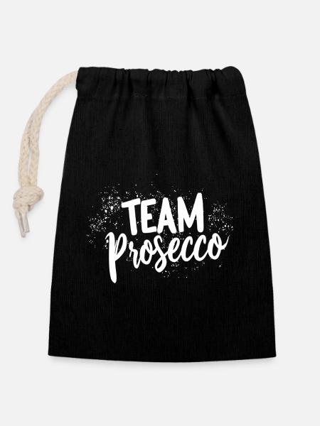 Team Prosecco! - Verschließbarer Geschenkbeutel aus Baumwolle (14x20cm) - Schwarz