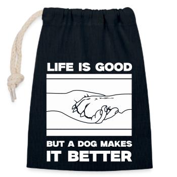 hund life is good pfote - Verschließbarer Geschenkbeutel aus Baumwolle (14x20cm) - Navy - Vorne