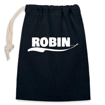 Vorname robin - Verschließbarer Geschenkbeutel aus Baumwolle (14x20cm) - Navy - Vorne