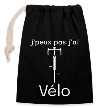 J'peux Pas J'ai Vélo cyclisme - Sac cadeau en coton avec cordon (14 x 20 cm) - noir - Devant