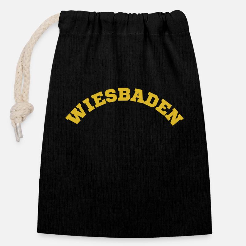 Wiesbaden - Closable cotton gift bag (14x20cm) - black
