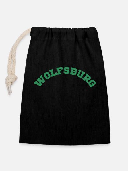 Wolfsburg - Verschließbarer Geschenkbeutel aus Baumwolle (14x20cm) - Schwarz