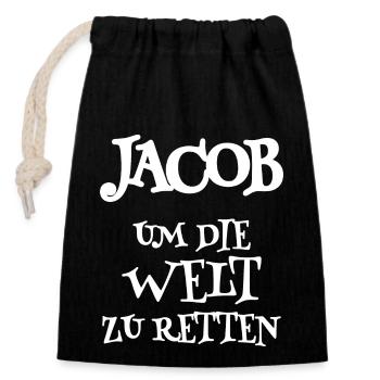 Retter Jacob - Verschließbarer Geschenkbeutel aus Baumwolle (14x20cm) - Schwarz - Vorne