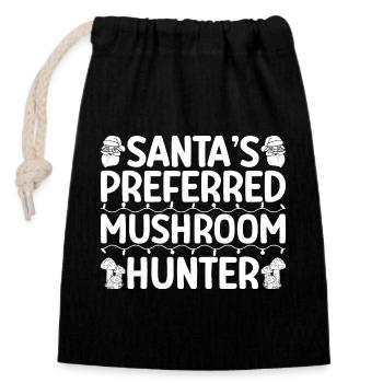 Morel Mushrooms Santa´s Preferred Hunter Mushroom - Verschließbarer Geschenkbeutel aus Baumwolle (14x20cm) - Schwarz - Vorne
