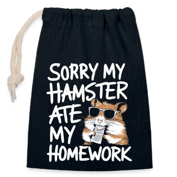 Drôle de dicton pour les fans de hamsters - Sac cadeau en coton avec cordon (14 x 20 cm) - bleu marine - Devant