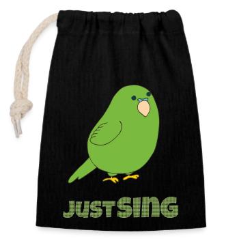 wellensittich just sing - Verschließbarer Geschenkbeutel aus Baumwolle (14x20cm) - Schwarz - Vorne