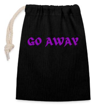 GO AWAY - Closable cotton gift bag (14x20cm) - black - Front