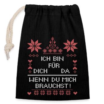 I'm here for you, Christmas - Closable cotton gift bag (14x20cm) - black - Front