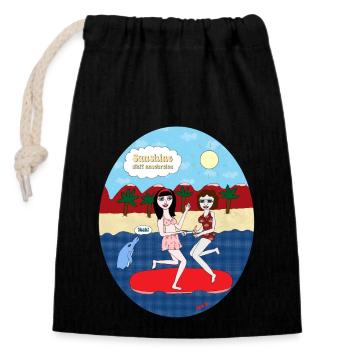 Sunshine instead of yelling at - Closable cotton gift bag (14x20cm) - black - Front