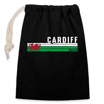 Cardiff, Pays de Galles, ville dynamique et patrimoine culturel - Sac cadeau en coton avec cordon (14 x 20 cm) - noir - Devant