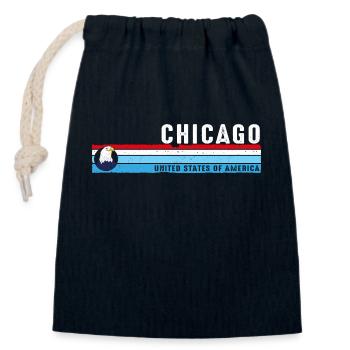 Chicago Illinois Est 1833 Vintage Classic Retro - Closable cotton gift bag (14x20cm) - navy - Front