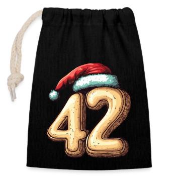 42 Number Christmas Biscuit - Closable cotton gift bag (14x20cm) - black - Front