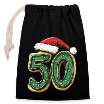 50 Number Christmas Biscuit - Closable cotton gift bag (14x20cm) - black - Front