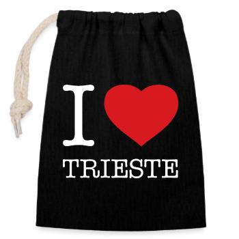I LOVE TRIESTE - Verschließbarer Geschenkbeutel aus Baumwolle (14x20cm) - Schwarz - Vorne