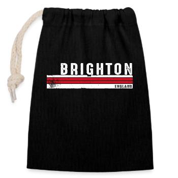 Brighton England Vintage Retro Design for Seaside - Closable cotton gift bag (14x20cm) - black - Front