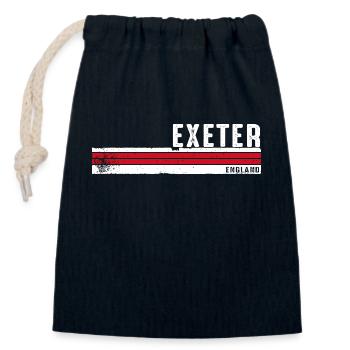 Exeter, Angleterre, Design vintage pour les voyageurs - Sac cadeau en coton avec cordon (14 x 20 cm) - bleu marine - Devant