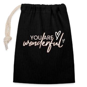 You are wonderful - Closable cotton gift bag (14x20cm) - black - Front