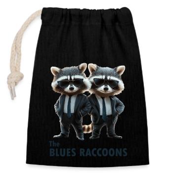 The Blues Raccoons - Closable cotton gift bag (14x20cm) - black - Front