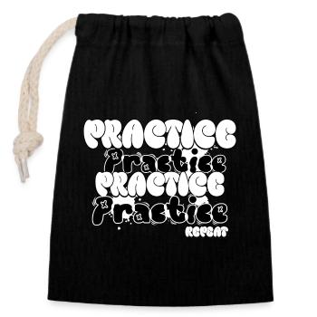 Practice and Repeat - Closable cotton gift bag (14x20cm) - black - Front