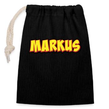 Markus First Name Gift - Closable cotton gift bag (14x20cm) - black - Front