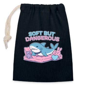BLAHAJ – Soft & Danger - Closable cotton gift bag (14x20cm) - navy - Front