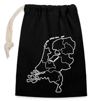 Carte des Pays-Bas avec tous les pays - Sac cadeau en coton avec cordon (14 x 20 cm) - noir - Devant