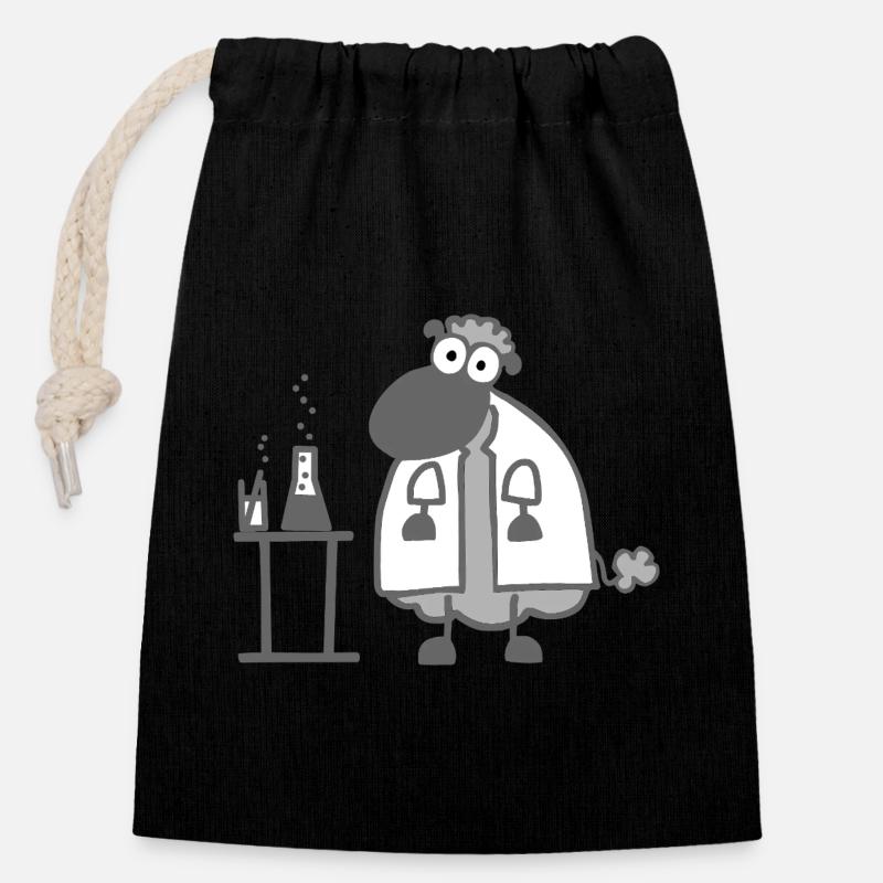 Ovins de laboratoire - Sac cadeau en coton avec cordon (14 x 20 cm) - noir