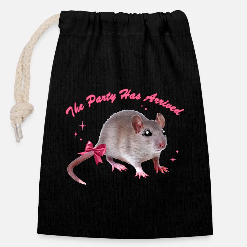 Glamour Mouse Arrives - Verschließbarer Geschenkbeutel aus Baumwolle (14x20cm) - Schwarz