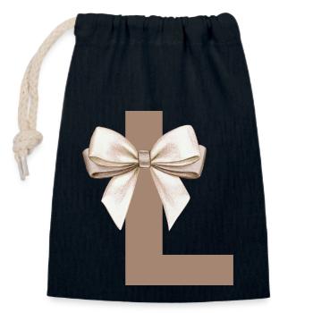 Letter L Knot - Closable cotton gift bag (14x20cm) - navy - Front