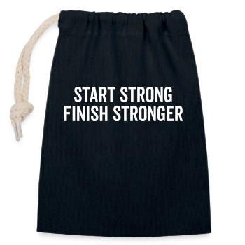 Start Strong Finish Stronger - Closable cotton gift bag (14x20cm) - navy - Front