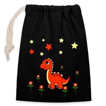 Dino Flowers Stars - Closable cotton gift bag (14x20cm) - black - Front