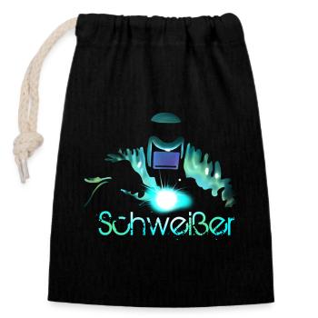 soudeur - Sac cadeau en coton avec cordon (14 x 20 cm) - noir - Devant