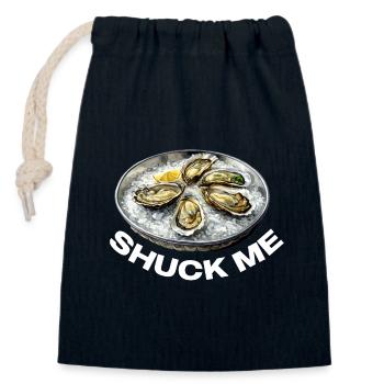 Oysters with lemon topping - Closable cotton gift bag (14x20cm) - navy - Front