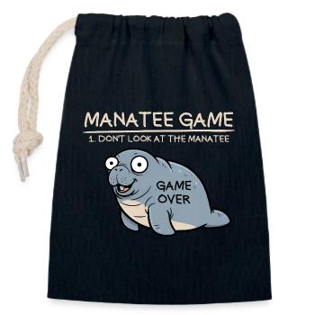 Manatee Game: Don't look at the manatee! Funny - Closable cotton gift bag (14x20cm) - navy - Front