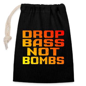 DNB Techno Drop Bass Not Bombs - Closable cotton gift bag (14x20cm) - black - Front