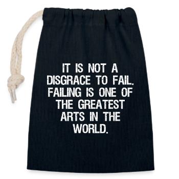 it is not a disgrace to fail failing is one of the - Closable cotton gift bag (14x20cm) - navy - Front