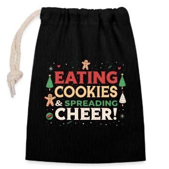 Cookies et Joie Festives - Sac cadeau en coton avec cordon (14 x 20 cm) - noir - Devant