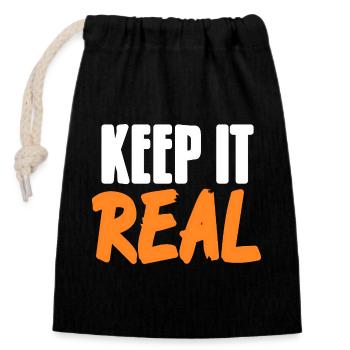 Keep It Real Urban Culture Authentic Vibes - Verschließbarer Geschenkbeutel aus Baumwolle (14x20cm) - Schwarz - Vorne