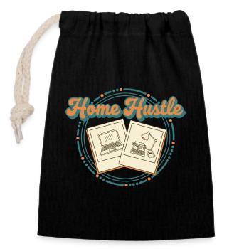 Home Hustle Retro - Closable cotton gift bag (14x20cm) - black - Front