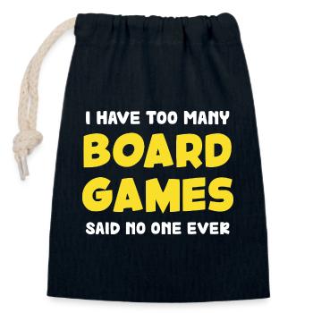 Too many board games saying - Closable cotton gift bag (14x20cm) - navy - Front