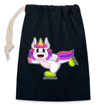 Einhorn Eislaufen Schlittschuhe Wintersport - Verschließbarer Geschenkbeutel aus Baumwolle (14x20cm) - Navy - Vorne