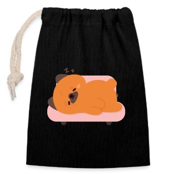 Chiot berger allemand fatigué sur canapé rose - Sac cadeau en coton avec cordon (14 x 20 cm) - noir - Devant